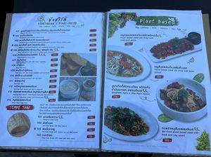 Plant based vegetarian menu pages  at Farmhouse in Ranong