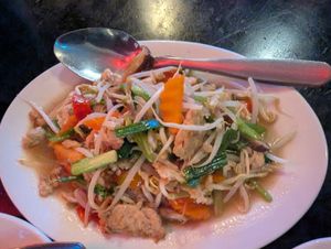 Mock pork with sprouts at Farmhouse in Ranong