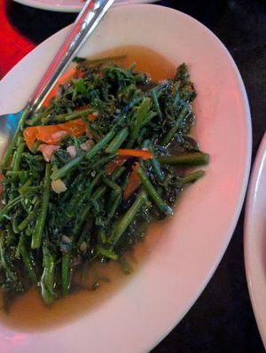 Fried greens at Farmhouse in Ranong