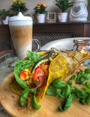 Our veggie tortilla snack. / Tortilla z warzywami.  at Costa Cafe in Swinoujscie