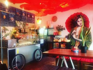 The view from my corner table at Foxy Luus in Byron Bay