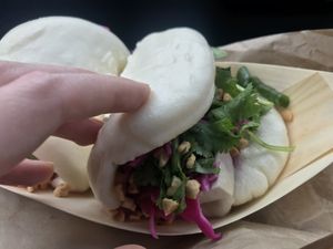 Rainbow satay & siracha tofu bao buns, so good! They changed the tofu to a airy fried type though and not as nice.. will hope this tofu comes back as I’m here every week!! 🙏 at Foxy Luus in Byron Bay