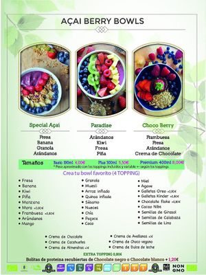 Menu at Savory Acai House & Healthy Food in Valencia