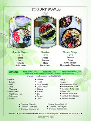 Menu at Savory Acai House & Healthy Food in Valencia