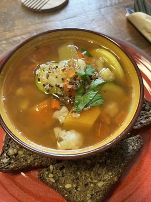Veggie soup   at  PLANT GOSSIP - powered by OrVeganic Kitchen in Coeur D Alene