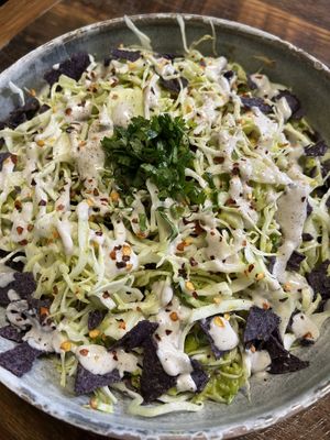 Billy Jack bowl - beans, jackfruit, cashew cheese, guacamole, cabbage   at  PLANT GOSSIP - powered by OrVeganic Kitchen in Coeur D Alene