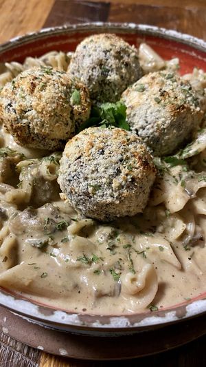 Alfredo & Burger Balls  at  PLANT GOSSIP - powered by OrVeganic Kitchen in Coeur D Alene