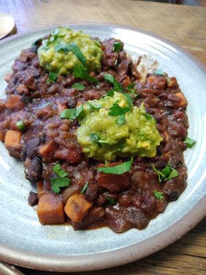 Sloppy joes, really good, guacamole is amazing at  PLANT GOSSIP - powered by OrVeganic Kitchen in Coeur D Alene