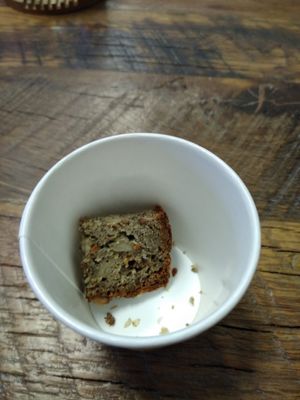 Little taster bread they bring with their vegan butters and yogurt at  PLANT GOSSIP - powered by OrVeganic Kitchen in Coeur D Alene