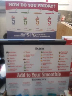 On Fridays, medium size smoothies are cheaper. at Smoothie King in Naples