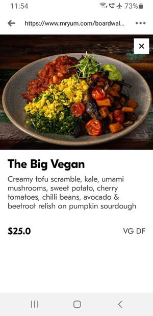 New vegan brekkie at Whitby in Bendigo