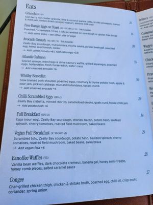 Menu dec 2024 at Whitby in Bendigo