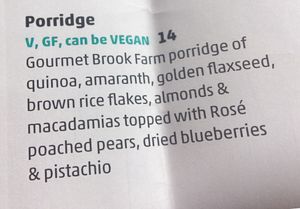 Porridge can request vegan at Whitby in Bendigo