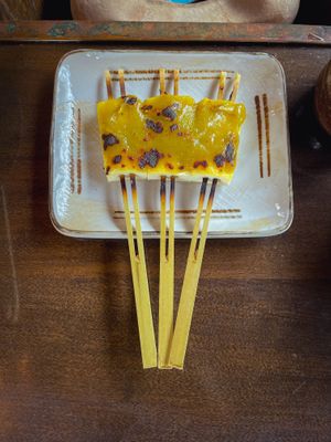 Tofu skewers with miso  at Okutan Kiyomizu in Kyoto