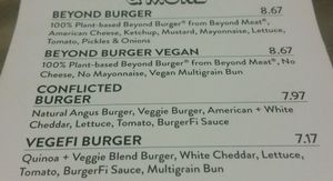 menu at BurgerFi in Fort Wayne