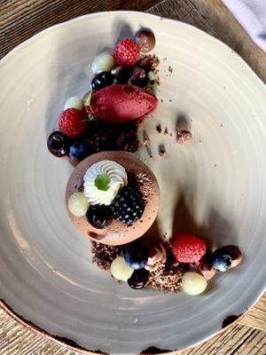 Vegan chocolate mousse at Twist - Hotel Valsana in Arosa