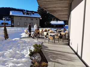 Outdoor seating on roof at Twist - Hotel Valsana in Arosa