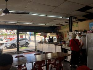 Temple in the background  at JB Vegetarian - Jalan Trus in Johor Bahru