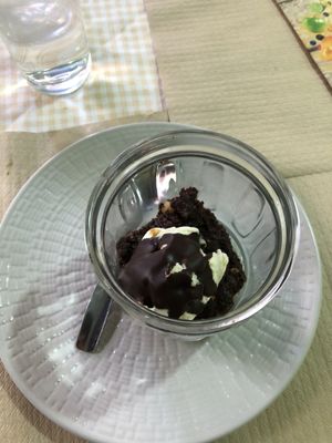 Brownie with ice cream  at Rustic Fusion in Madrid