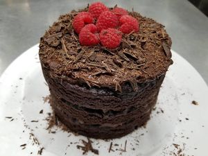 Vegan Chocolate Avocado cake. at Gloria's Restaurant in Sudbury
