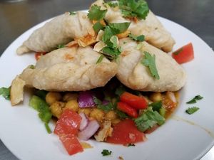 Samucha Chat at Gloria's Restaurant in Sudbury