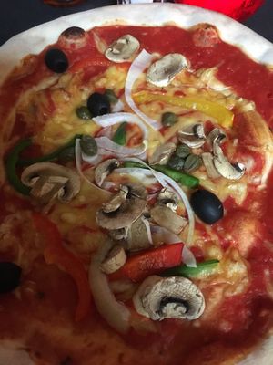 Vegan vegetarian pizza  at La Dolce Vita in Dumfries