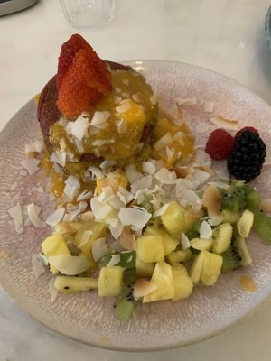 Purple velvet pancake at Frutaria in Lisbon