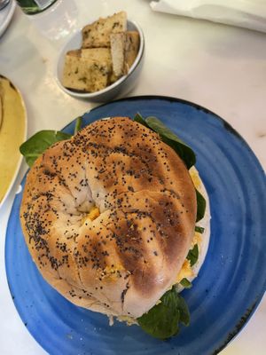 Vegan bagel with side of tofu  at Frutaria in Lisbon