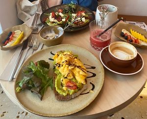 Veggie breakfast to the fore and my vegan at the back  at Frutaria in Lisbon