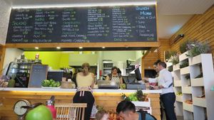 Counter and menus at Frutaria in Lisbon