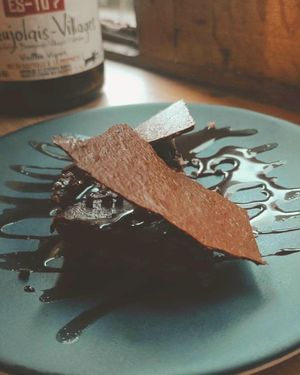 Gâteau au chocolat (dessert) at Les Mauvaises Herbes in Lyon