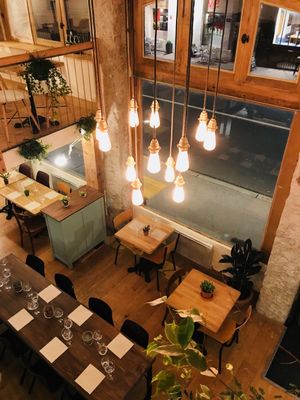 View from the first floor at Les Mauvaises Herbes in Lyon