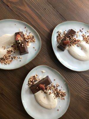 Raw cocoa desserts at Les Mauvaises Herbes in Lyon
