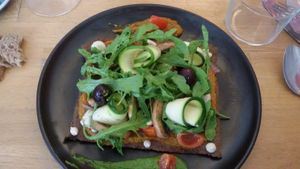 Raw pizza- best pizza ever at Les Mauvaises Herbes in Lyon