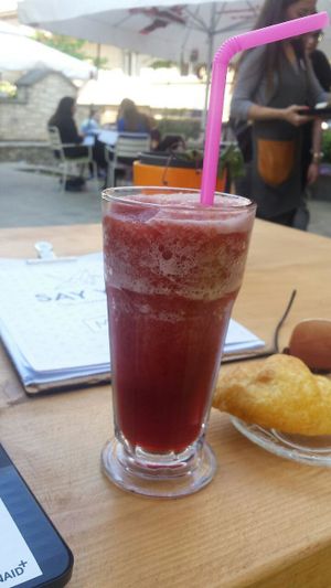 Sorbet-slush drink (forest fruits) -> they have mango, green apple, pineapple and some other flavours at Say Yes in Ioannina