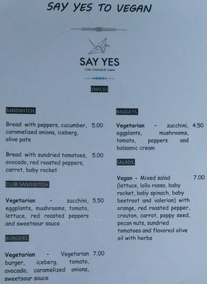 Veg menu 1 at Say Yes in Ioannina