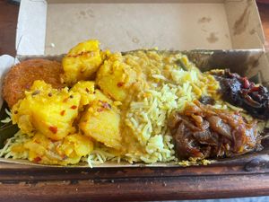 Vegan Lamprais  at Drums Cafe in Preston