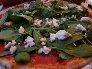 With vegan goat cheese at Pizza Heart Bar in Amsterdam