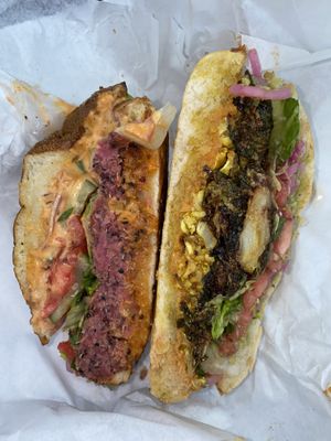 Vegan Quinoa Burger on the left, Garden Sammie on the right😋  at Local Foods - Upper Kirby in Houston