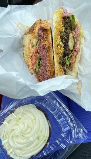 Vegan: Quinoa Burger, Garden Sammie and Carrot Cupcake  at Local Foods - Upper Kirby in Houston
