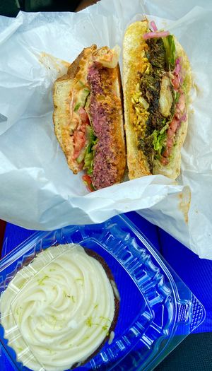 Quinoa Burger and Garden Sammie, Carrot Cupcake  at Local Foods - Upper Kirby in Houston