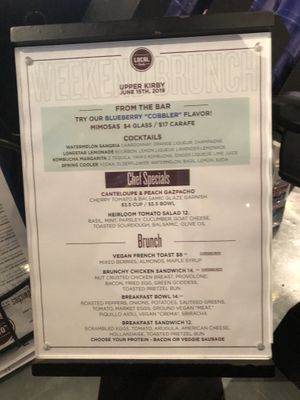 Brunch Menu, June 2019 at Local Foods - Upper Kirby in Houston