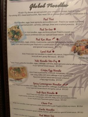 Vegan options with the star icon  at Lemongrass Asian Cuisine in Hemet