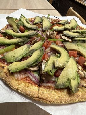 The C. Montoya. It’s the same as the veggie supreme without the olives, and added avocado. The crust was great!   at The Thyme Pizzeria in Winnetka