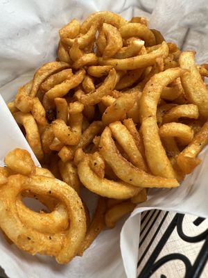 When you say curly fries, this is what you want! They were excellent. Their vegan ranch is great too.  at The Thyme Pizzeria in Winnetka