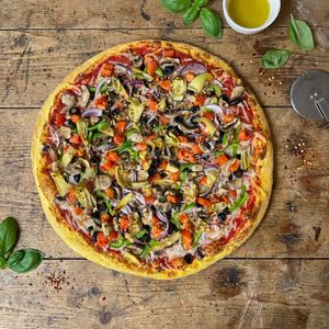 Vegan Veggie Supreme Gourmet Pizza at The Thyme Pizzeria in Winnetka