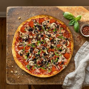 Vegan Deluxe Gourmet Pizza at The Thyme Pizzeria in Winnetka