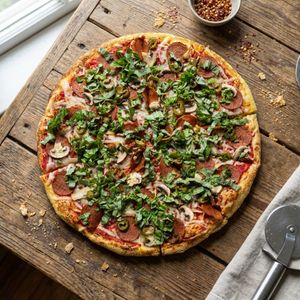 Vegan The Garden Delight Gourmet Pizza at The Thyme Pizzeria in Winnetka