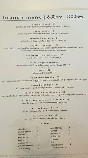 Brunch Menu ~ June 2018 at Mud Ducks Cafe in Whanganui