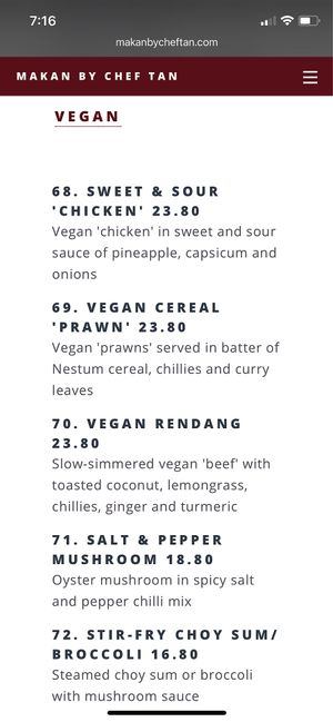 Vegan menu part 1 at Makan by Chef Tan in Neutral Bay